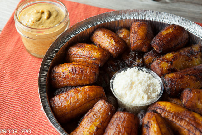 Tray of sweet Plantains with queso fresco